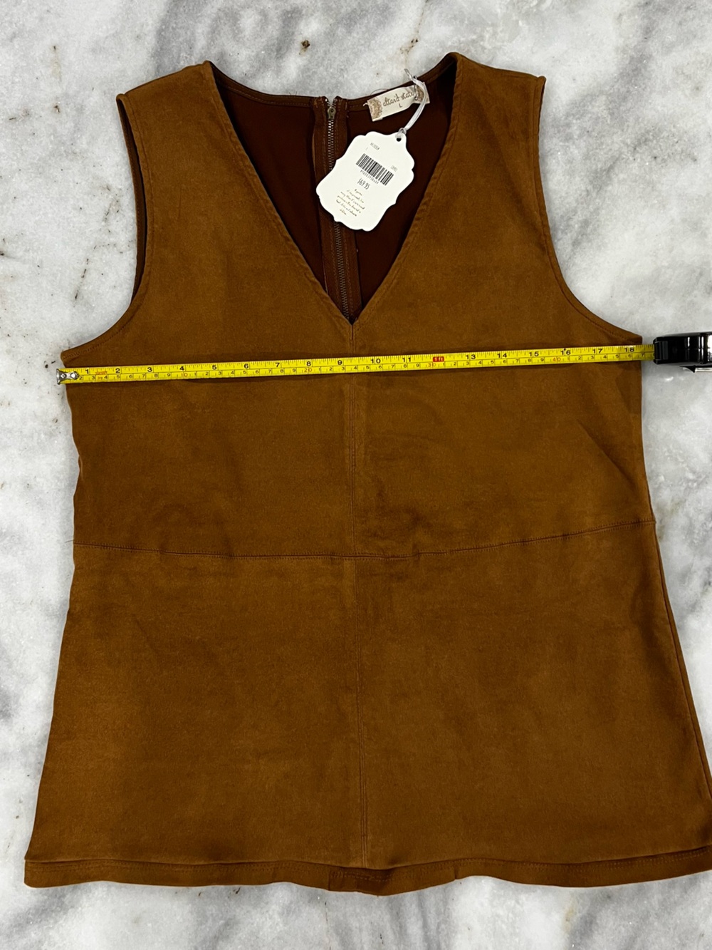 Altar'd State Brown Faux Suede V-Neck Top